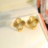 High-Quality Clip Back with Detachable Stem Stamped Clover Earrings (Gold Color)
